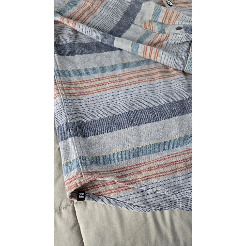 Billabong Hooded Flannel Shacket Men Large Surf Skate Stripe Button Shirt L Tuff - Picture 6 of 10